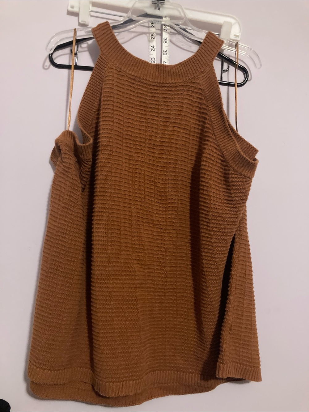 Women’s Halter Knit Sweater Tank in Chestnut Brown